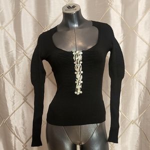 Just Cavalli top by Roberto Cavalli black cotton with satin insert